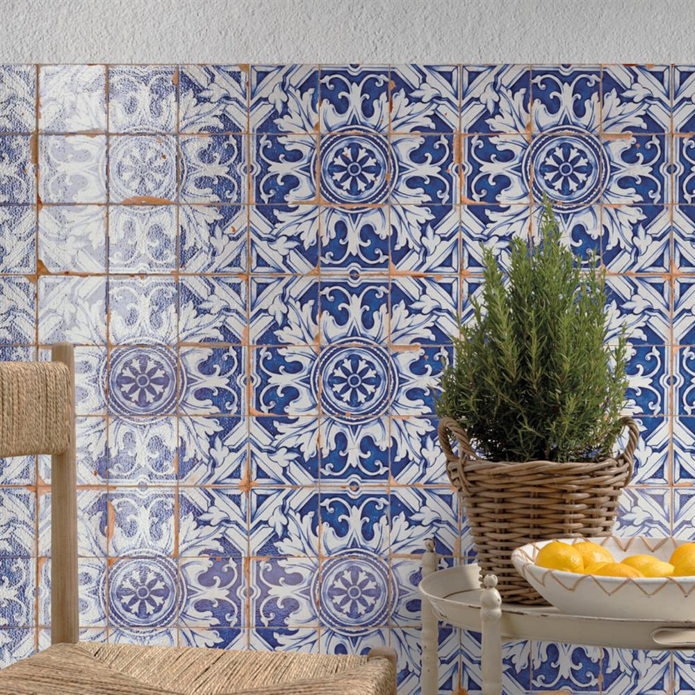 Formentera blue moroccan patterned kitchen tiles